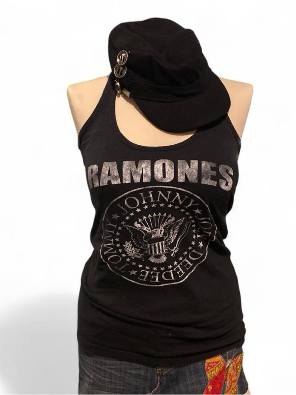 Women's Ramones Black Graphic Racerback Tank Top